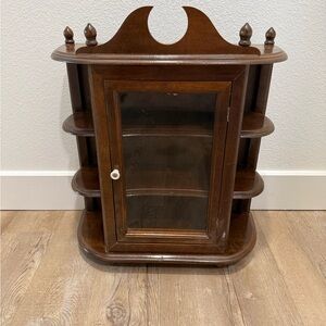 Wooden Vintage Wall Cabinet with Glass Door-Curio Cabinet